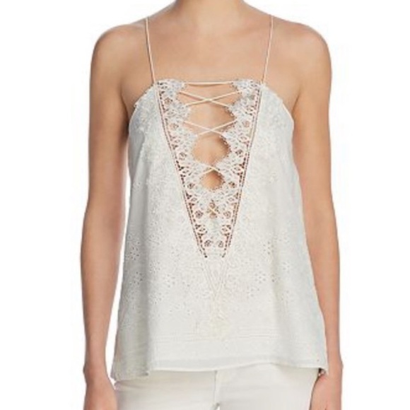 Cami NYC Charlie Eyelet White Tank Top Cotton Size Medium M - Picture 1 of 7